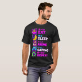 Eat Sleep Anime Gaming Repeat Kawaii Otaku Anime M T-shirt (Voorkant volledig)
