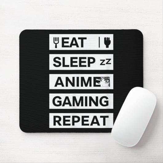 Eat Sleep Anime Gaming Repeat Otaku Gamer Humor  Muismat (Met muis)