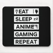Eat Sleep Anime Gaming Repeat Otaku Gamer Humor  Muismat (Voorkant)