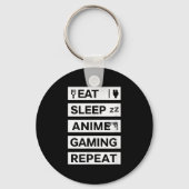 Eat Sleep Anime Gaming Repeat Otaku Gamer Humor Sleutelhanger (Voorkant)