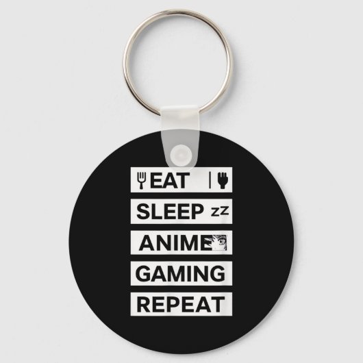 Eat Sleep Anime Gaming Repeat Otaku Gamer Humor  Sleutelhanger (Voorkant)