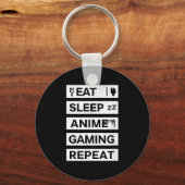 Eat Sleep Anime Gaming Repeat Otaku Gamer Humor  Sleutelhanger (Voorkant)