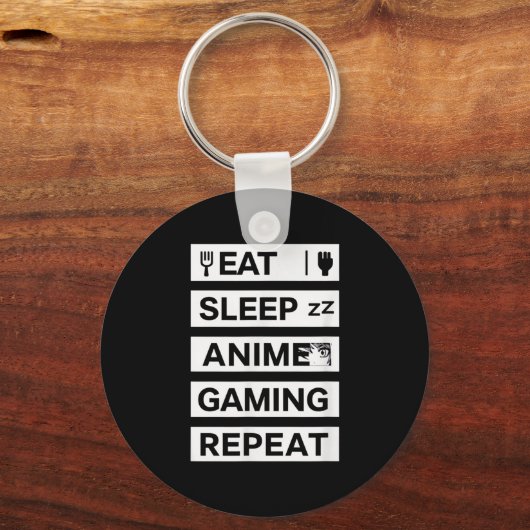 Eat Sleep Anime Gaming Repeat Otaku Gamer Humor Sleutelhanger (Voorkant)