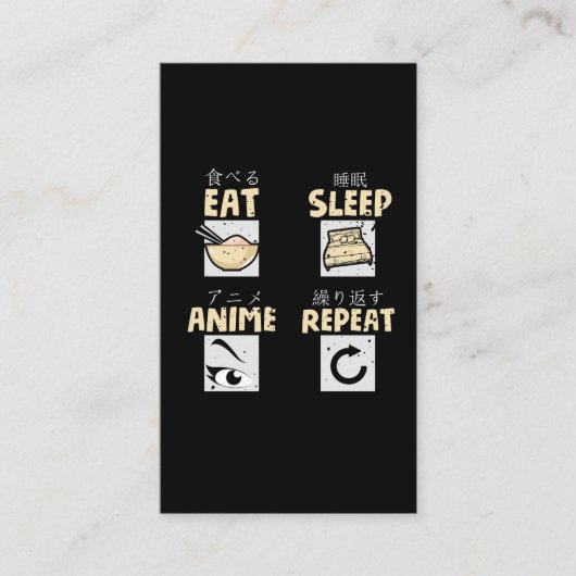 Eat Sleep Anime Herhaal Aziatische komische passie Visitekaartje (Voorkant)