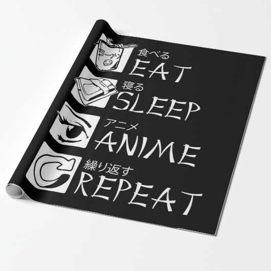 Eat Sleep Anime Herhaal Cadeauidee Cosplayer Cadeaupapier (Uitgerold)