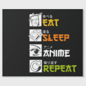 Eat Sleep Anime Herhaal Cadeauidee Cosplayer Cadeaupapier (Vlak)