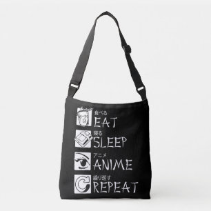 Eat Sleep Anime Herhaal Cadeauidee Cosplayer Crossbody Tas