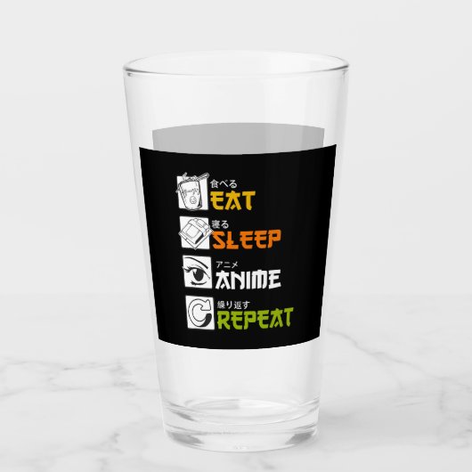 Eat Sleep Anime Herhaal Cadeauidee Cosplayer Glas (Voorkant)