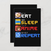 Eat Sleep Anime Herhaal Cadeauidee Cosplayer Kaart (Voorkant / Achterkant)