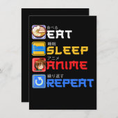 Eat Sleep Anime Herhaal Cadeauidee Cosplayer Kaart (Voorkant / Achterkant)