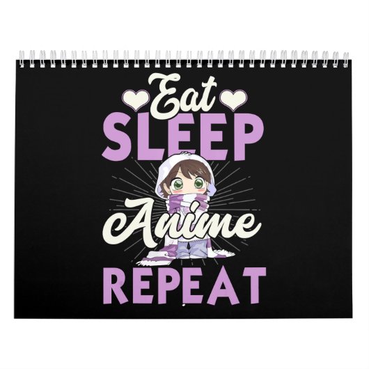 Eat Sleep Anime Herhaal Cadeauidee Cosplayer Kalender (Hoes)