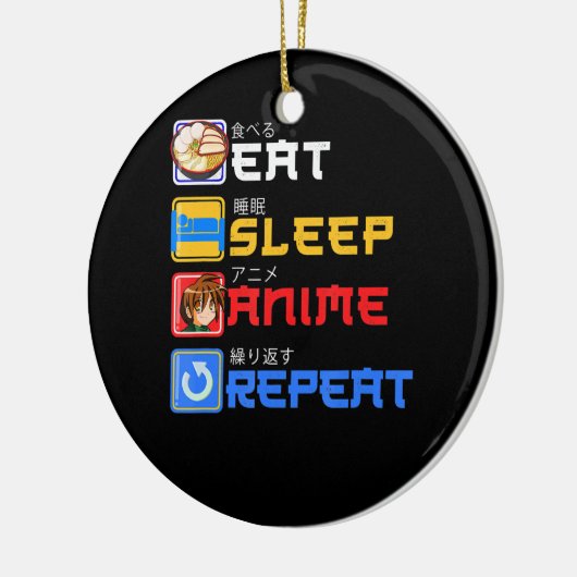 Eat Sleep Anime Herhaal Cadeauidee Cosplayer Keramisch Ornament (Links)