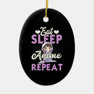 Eat Sleep Anime Herhaal Cadeauidee Cosplayer Keramisch Ornament