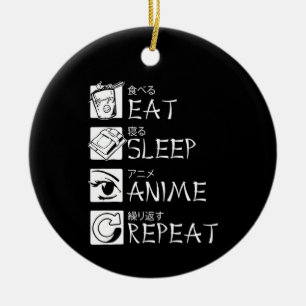 Eat Sleep Anime Herhaal Cadeauidee Cosplayer Keramisch Ornament