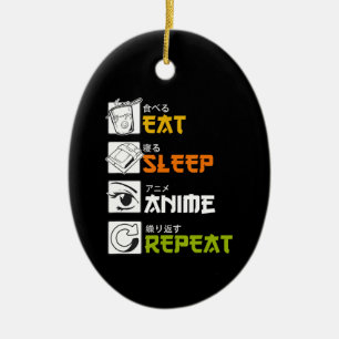 Eat Sleep Anime Herhaal Cadeauidee Cosplayer Keramisch Ornament