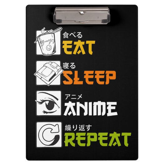 Eat Sleep Anime Herhaal Cadeauidee Cosplayer Klembord (Voorkant)