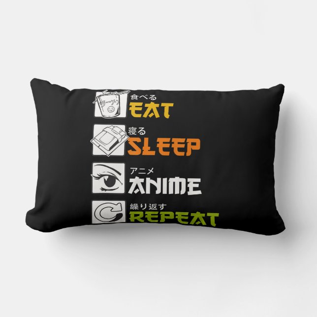 Eat Sleep Anime Herhaal Cadeauidee Cosplayer Kussen (Voorkant)