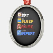 Eat Sleep Anime Herhaal Cadeauidee Cosplayer Metalen Ornament (Links)