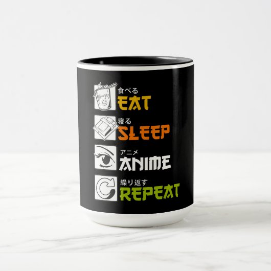 Eat Sleep Anime Herhaal Cadeauidee Cosplayer Mok (Midden)