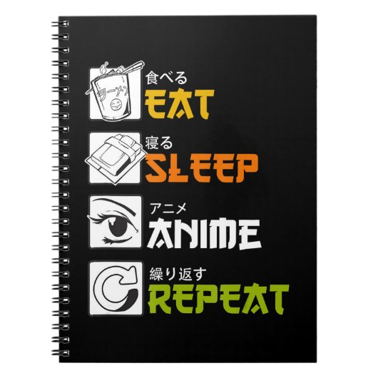 Eat Sleep Anime Herhaal Cadeauidee Cosplayer Notitieboek (Voorkant)