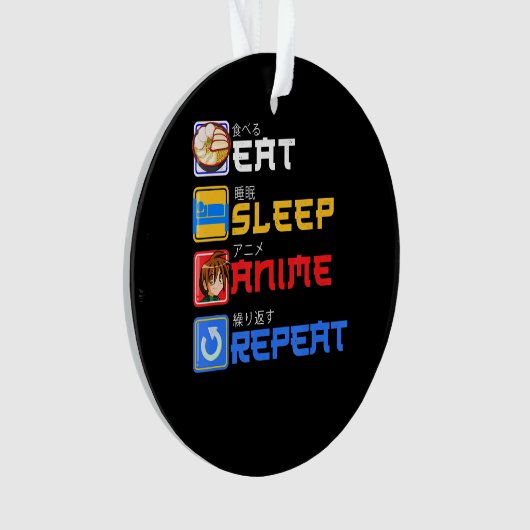 Eat Sleep Anime Herhaal Cadeauidee Cosplayer Ornament (voorkant)