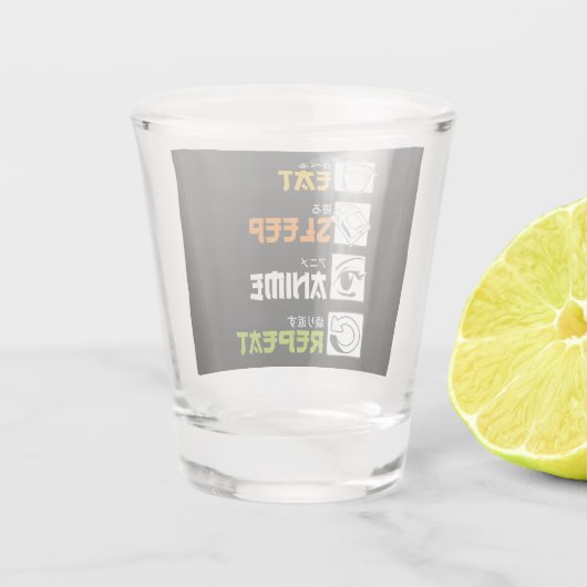 Eat Sleep Anime Herhaal Cadeauidee Cosplayer Shot Glas (Achterkant)