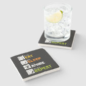 Eat Sleep Anime Herhaal Cadeauidee Cosplayer Stenen Onderzetter (Zijkant)