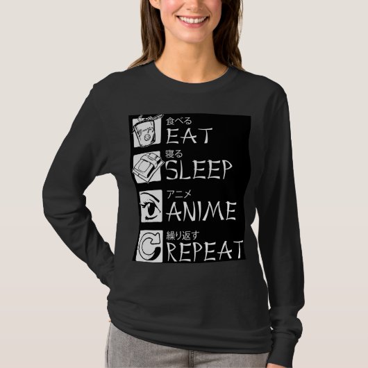 Eat Sleep Anime Herhaal Cadeauidee Cosplayer T-shirt (Voorkant)