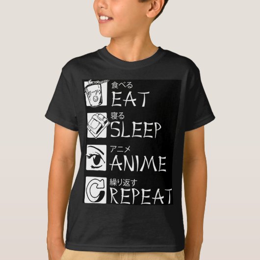 Eat Sleep Anime Herhaal Cadeauidee Cosplayer T-shirt (Voorkant)