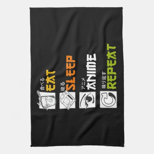 Eat Sleep Anime Herhaal Cadeauidee Cosplayer Theedoek (Verticaal)