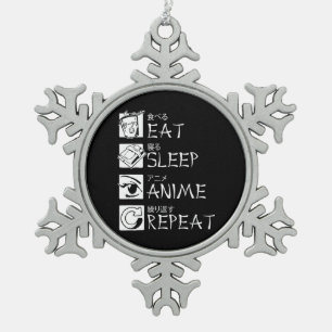 Eat Sleep Anime Herhaal Cadeauidee Cosplayer Tin Sneeuwvlok Ornament