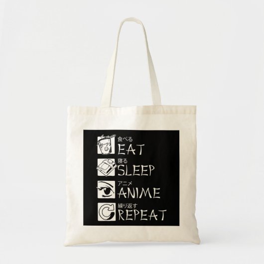 Eat Sleep Anime Herhaal Cadeauidee Cosplayer Tote Bag (Voorkant)