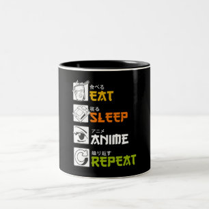 Eat Sleep Anime Herhaal Cadeauidee Cosplayer Tweekleurige Koffiemok