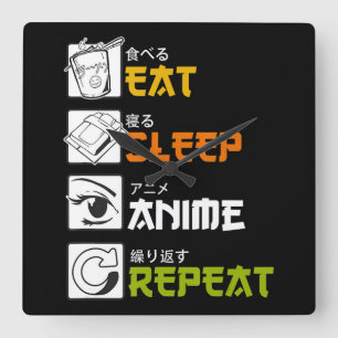 Eat Sleep Anime Herhaal Cadeauidee Cosplayer Vierkante Klok