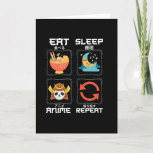 Eat Sleep Anime Herhaal Cute voor Anime Lover Kaart