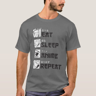 Eat Sleep Anime Herhaal Funny Japanse Anime Lovers T-shirt