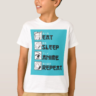 Eat Sleep ANIME Herhaal Funny Teen Japanse Geek T-shirt