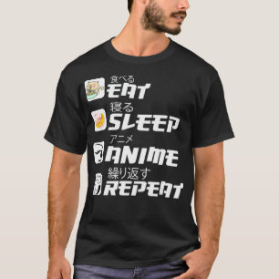 Eat Sleep Anime Herhaal Grappig Japans Manga Anime T-shirt