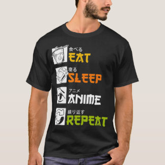 Eat Sleep Anime Herhaal Grappig Japans Manga Japan T-shirt
