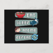Eat Sleep Anime Herhaal Japans | Ontwerp Kawaii Briefkaart (Voorkant)