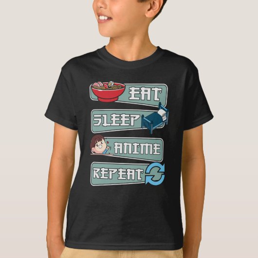 Eat Sleep Anime Herhaal Japans | Ontwerp Kawaii T-shirt (Voorkant)