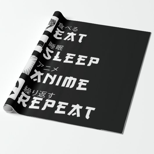 Eat Sleep Anime Herhaal Japanse Manga Lover Cadeaupapier (Uitgerold)