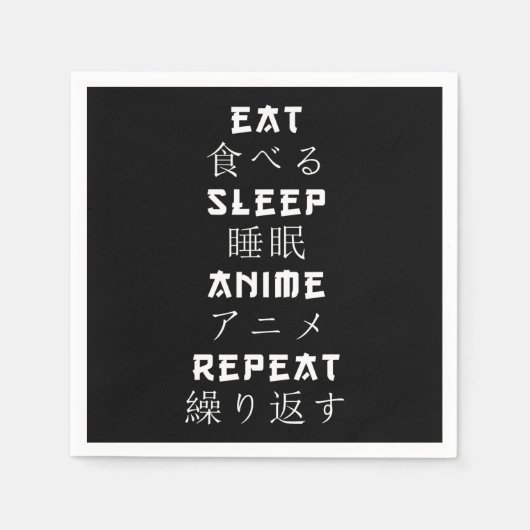 Eat Sleep Anime Herhaal Japanse Manga Lover Servet (Voorkant)