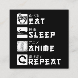 Eat Sleep Anime Herhaal Japanse Manga Lover Vierkante Visitekaartje