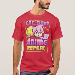 Eat Sleep Anime Herhaal Kawaii Japans Manga Otaku T-shirt
