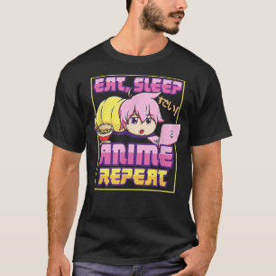 Eat Sleep Anime Herhaal Kawaii Japans Manga Otaku T-shirt