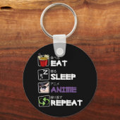 Eat Sleep Anime Herhaal Kawaii Otaku Manga Japan F Sleutelhanger (Voorkant)