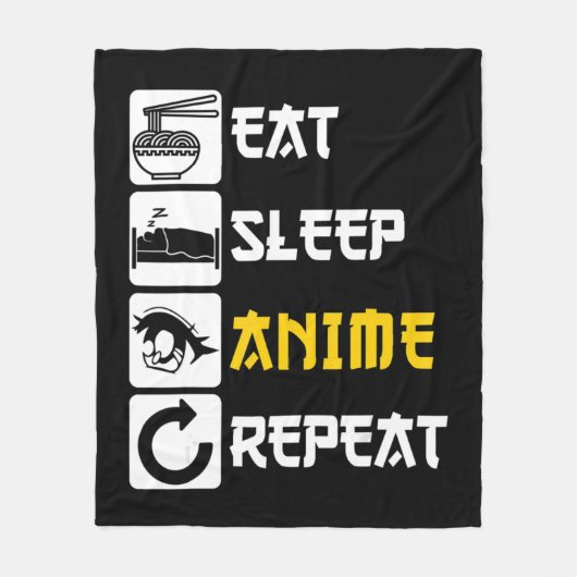 Eat Sleep Anime Herhaal Manga Japan Gezegde Cospla Fleece Deken (Voorkant)