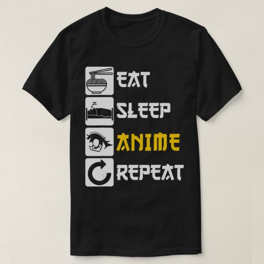 Eat Sleep Anime Herhaal Manga Japan Gezegde Cospla T-shirt (Design voorkant)