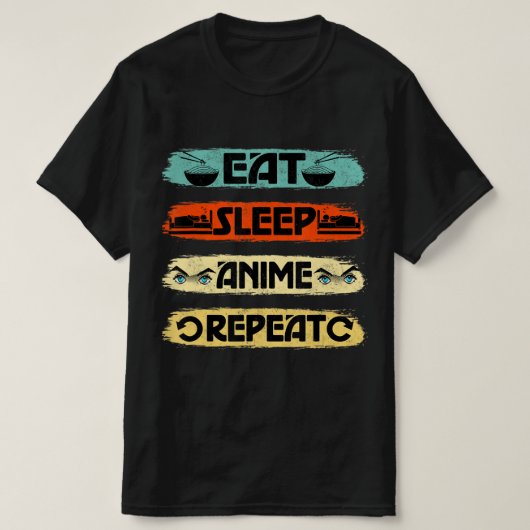 Eat Sleep Anime Herhaal Ramen Kawaii Japans Manga T-shirt (Design voorkant)